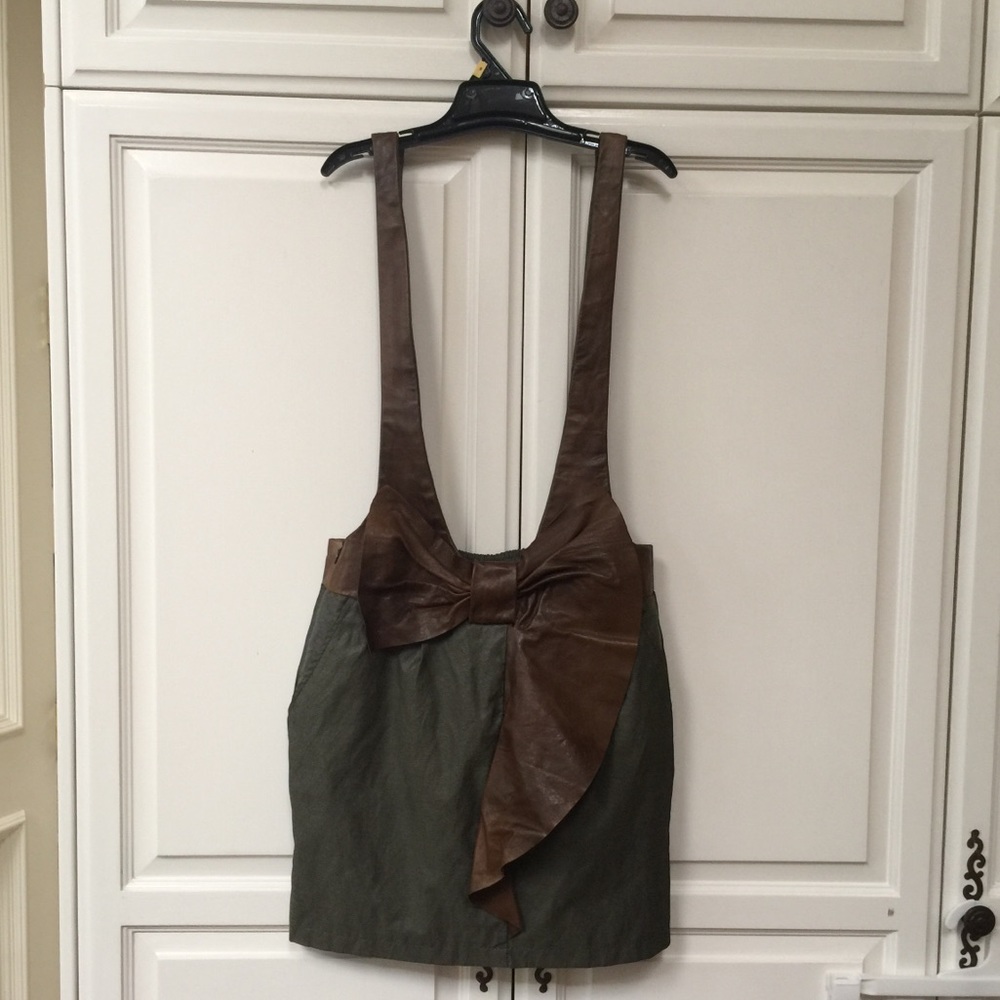 Leather Suspender Mini Skirt